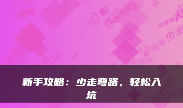 新手攻略：少走弯路，轻松入坑