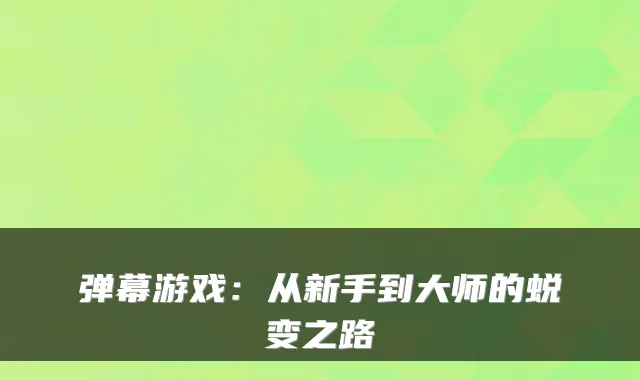 弹幕游戏：从新手到大师的蜕变之路