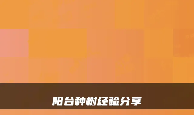 阳台种树经验分享