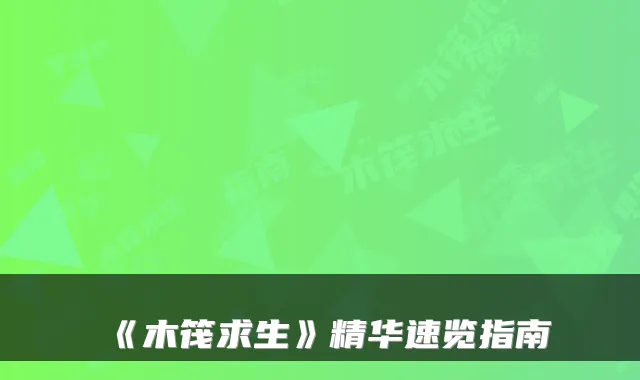 《木筏求生》精华速览指南