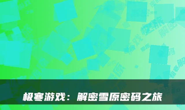 极寒游戏：解密雪原密码之旅