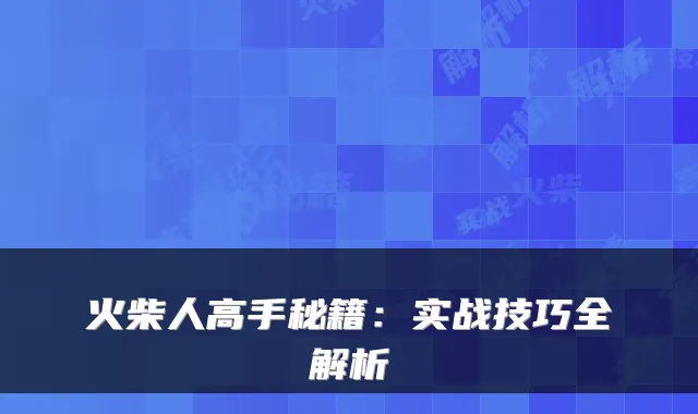 火柴人高手秘籍:实战技巧全解析