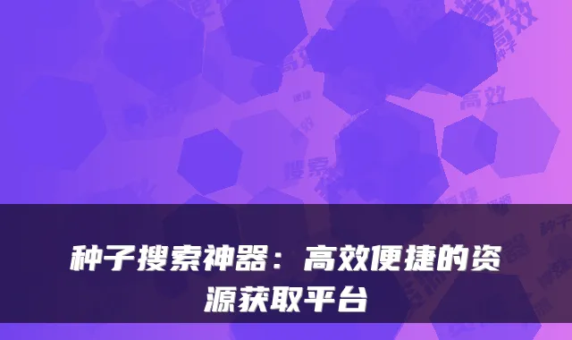 种子搜索神器：高效便捷的资源获取平台