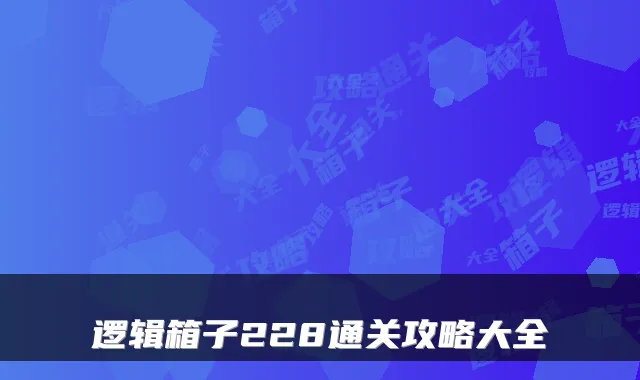 逻辑箱子228通关攻略大全