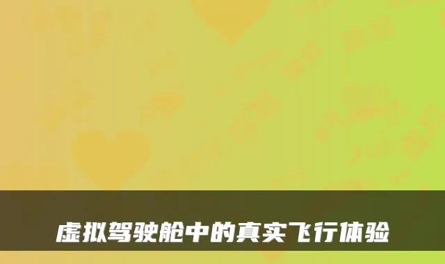 虚拟驾驶舱中的真实飞行体验