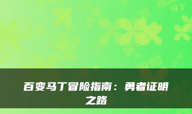 百变马丁冒险指南：勇者证明之路