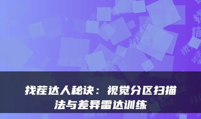找茬达人秘诀：视觉分区扫描法与差异雷达训练