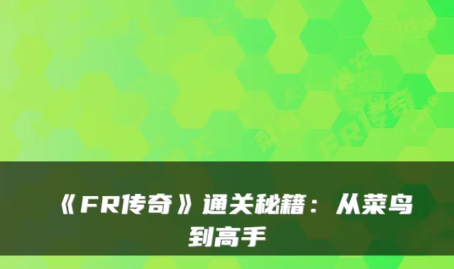 《FR传奇》通关秘籍：从菜鸟到高手