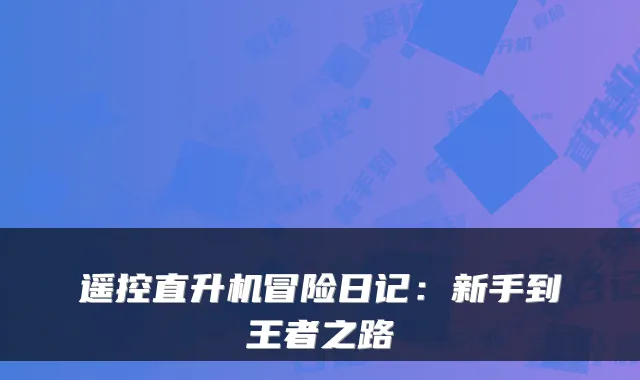 遥控直升机冒险日记：新手到王者之路