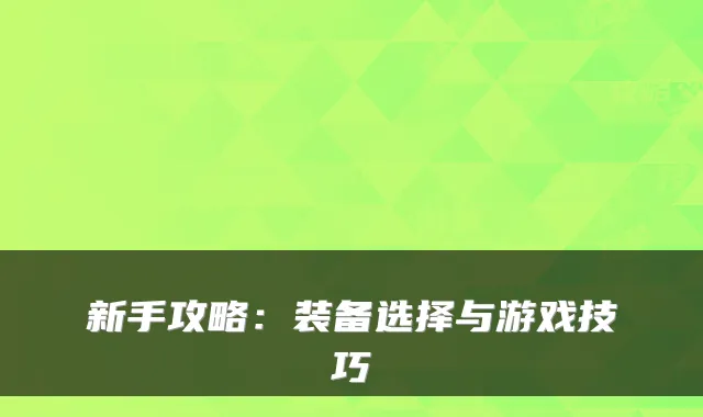 新手攻略：装备选择与游戏技巧