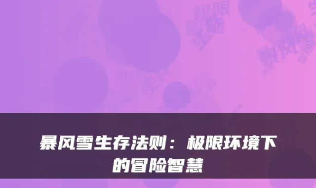 暴风雪生存法则：极限环境下的冒险智慧