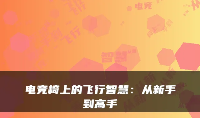 电竞椅上的飞行智慧：从新手到高手