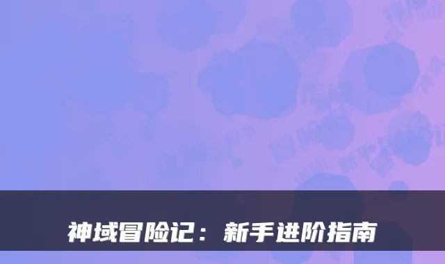 神域冒险记：新手进阶指南