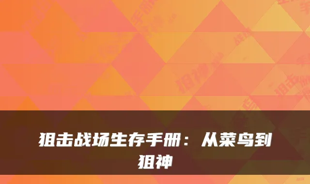 狙击战场生存手册：从菜鸟到狙神