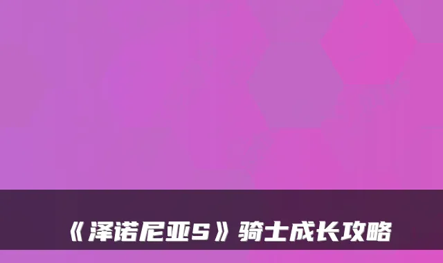 《泽诺尼亚S》骑士成长攻略