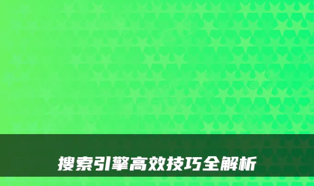 搜索引擎高效技巧全解析