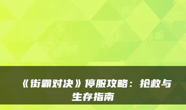 《街霸对决》停服攻略：抢救与生存指南