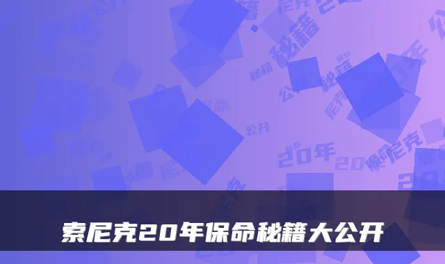 索尼克20年保命秘籍大公开
