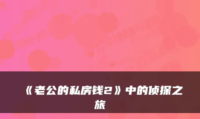 《老公的私房钱2》中的侦探之旅