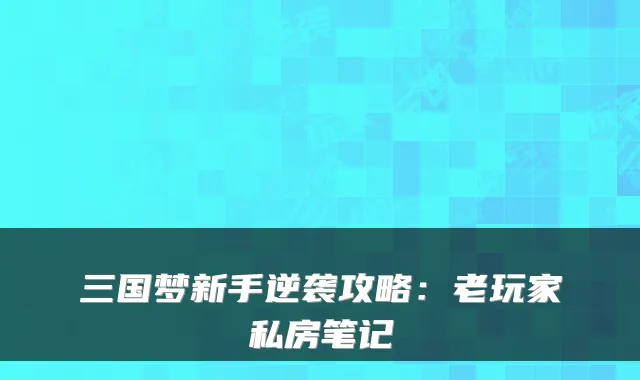 三国梦新手逆袭攻略：老玩家私房笔记