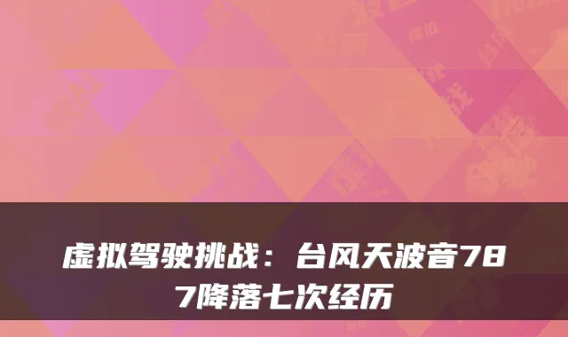 虚拟驾驶挑战：台风天波音787降落七次经历