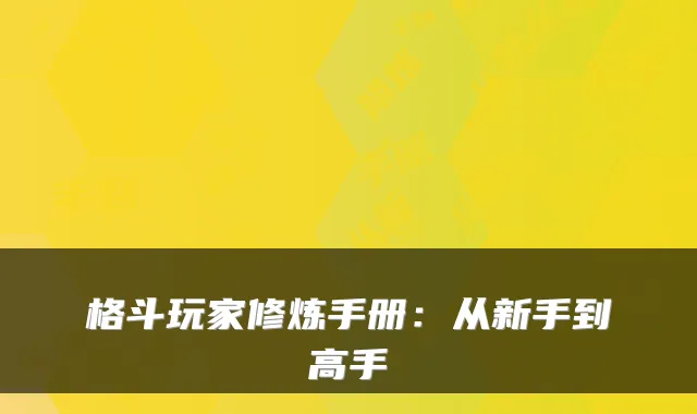 格斗玩家修炼手册：从新手到高手