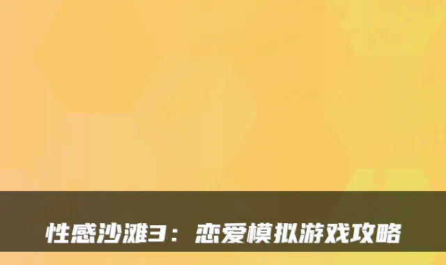 性感沙滩3：恋爱模拟游戏攻略