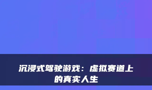 沉浸式驾驶游戏：虚拟赛道上的真实人生