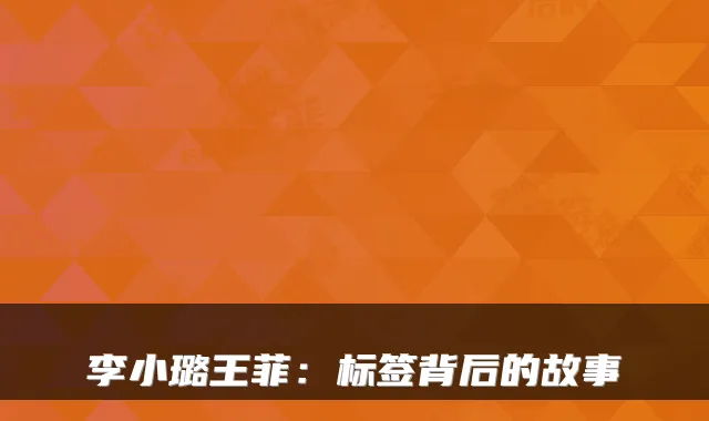 李小璐王菲：标签背后的故事