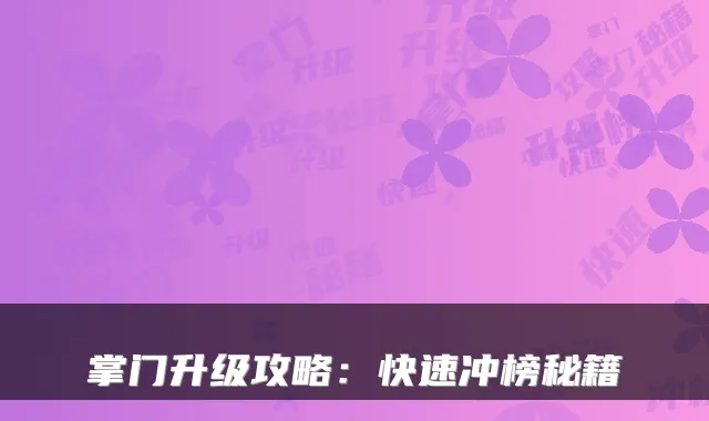 掌门升级攻略：快速冲榜秘籍