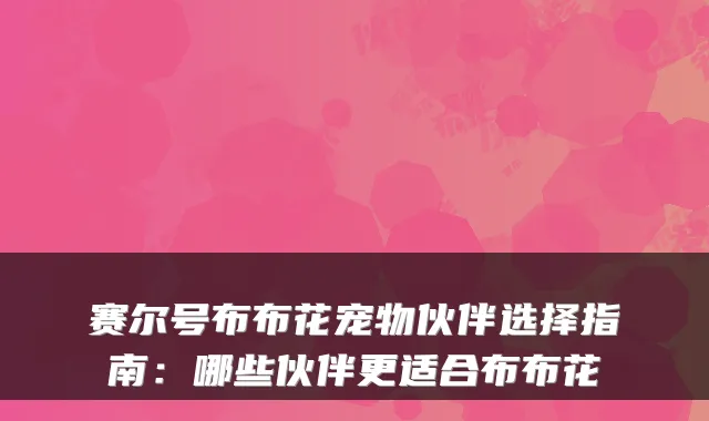 赛尔号布布花宠物伙伴选择指南：哪些伙伴更适合布布花