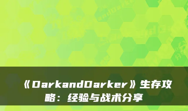 《DarkandDarker》生存攻略：经验与战术分享