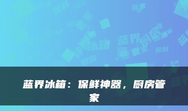 蓝界冰箱:保鲜神器,厨房管家