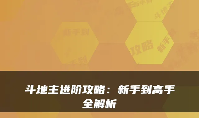 斗地主进阶攻略：新手到高手全解析