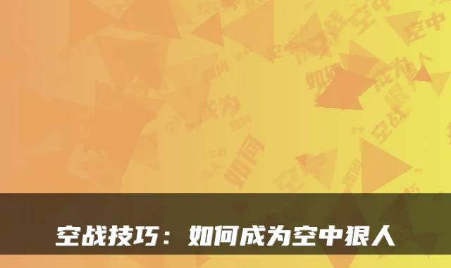 空战技巧：如何成为空中狠人