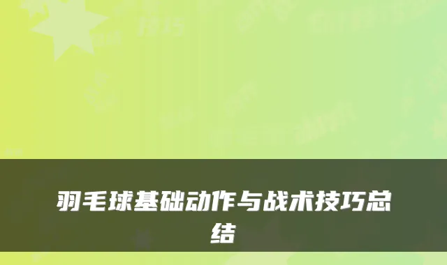 羽毛球基础动作与战术技巧总结