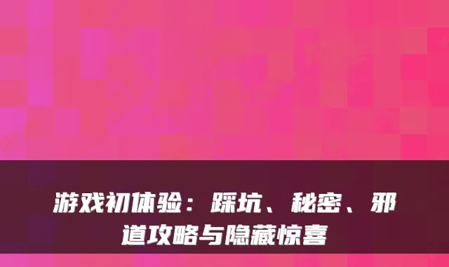 游戏初体验:踩坑、秘密、邪道攻略与隐藏惊喜
