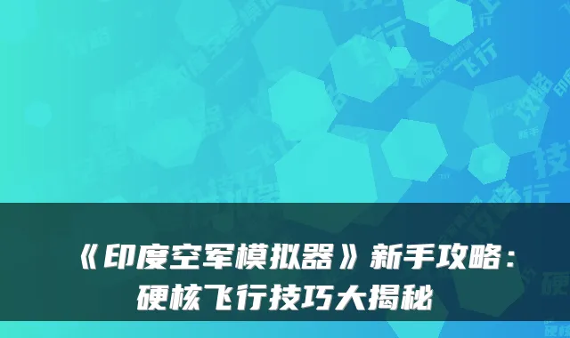《印度空军模拟器》新手攻略:硬核飞行技巧大揭秘