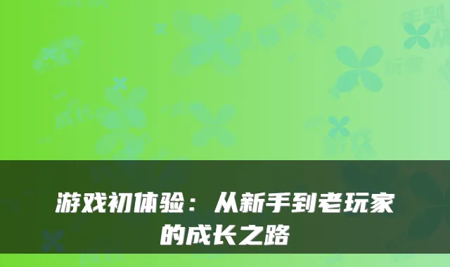 游戏初体验:从新手到老玩家的成长之路