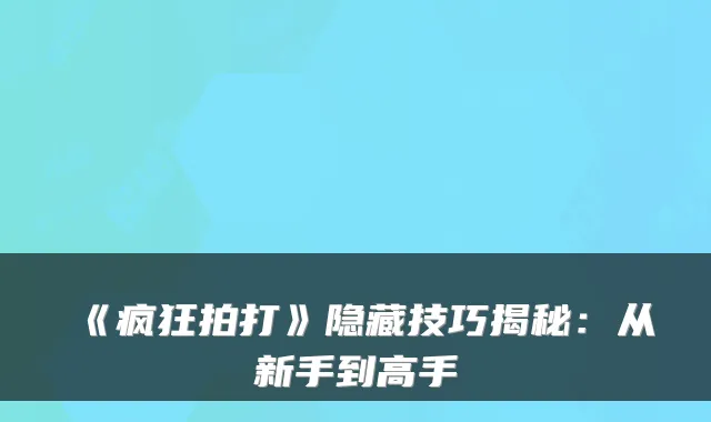 《疯狂拍打》隐藏技巧揭秘：从新手到高手