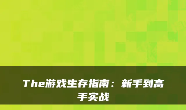 The游戏生存指南：新手到高手实战