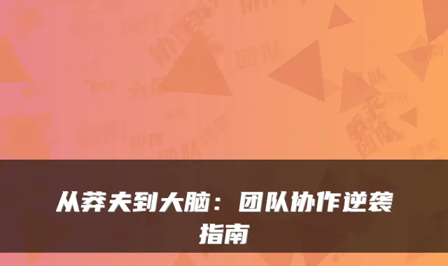 从莽夫到大脑：团队协作逆袭指南