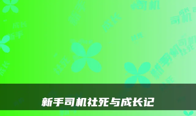 新手司机社死与成长记