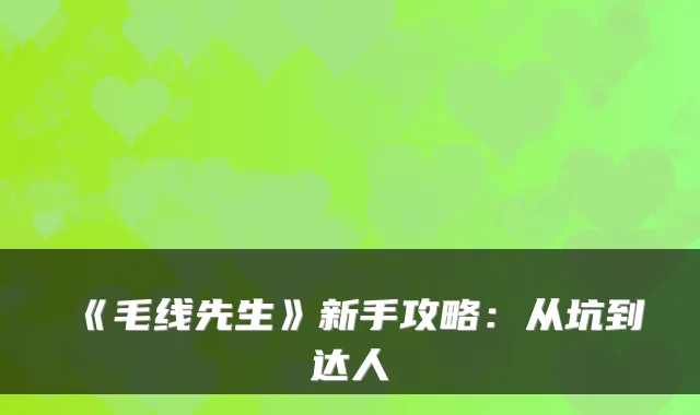 《毛线先生》新手攻略：从坑到达人