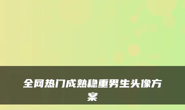 全网热门成熟稳重男生头像方案