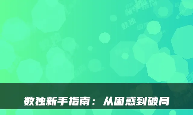 数独新手指南：从困惑到破局