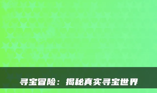 寻宝冒险：揭秘真实寻宝世界