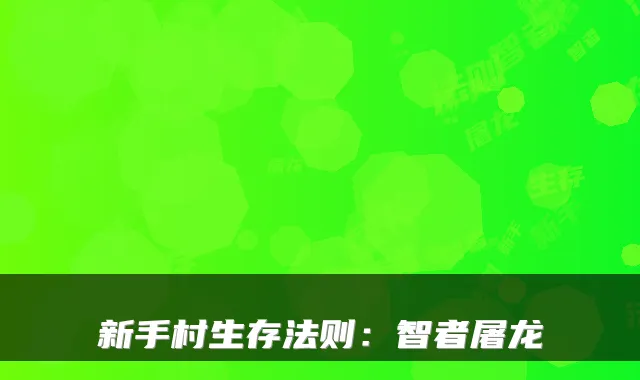 新手村生存法则：智者屠龙
