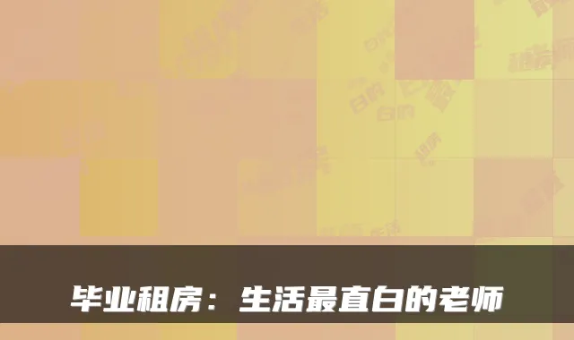 毕业租房：生活直白的老师