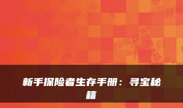 新手探险者生存手册：寻宝秘籍